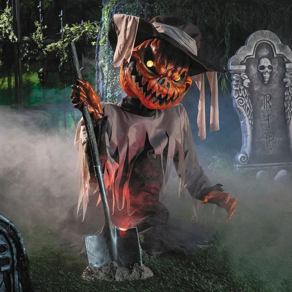 Pumpkin Head Scarecrow Halloween Animatronic Decoration