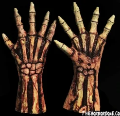 Rotted Bloody Zombie Skeleton Hands Deluxe Halloween Costume Gloves