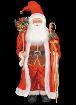 Santa Figure with Bag of Presents & Staff Christmas Decoration
