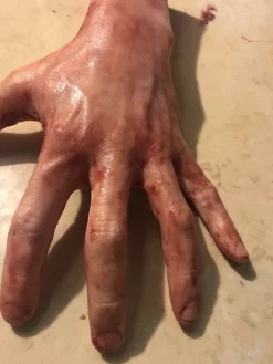 Severed Left Male Hand - Silicone Human Body Part Halloween Prop