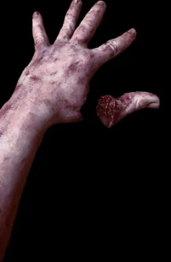Severed Silicone Arm with Magnetic Thumb Bloody Body Part Halloween Prop