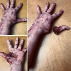 Severed Silicone Arm with Magnetic Thumb Bloody Body Part Halloween Prop