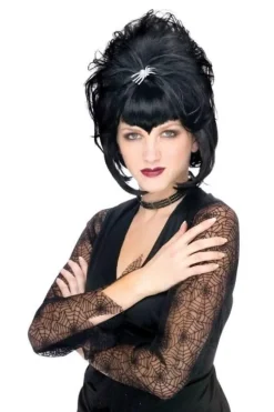 Spiderella Black Bouffant Halloween Wig