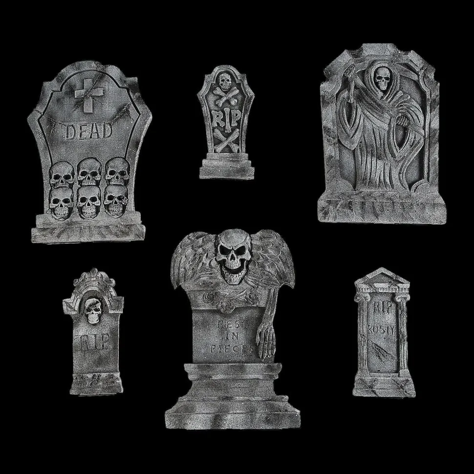 Spooky Graveyard Foam Tombstone Halloween Decorations Set – 6 Pc.