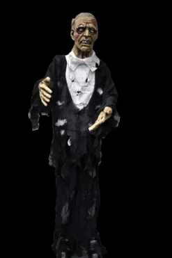 Standing Old Zombie with Light Up Eyes Halloween Prop