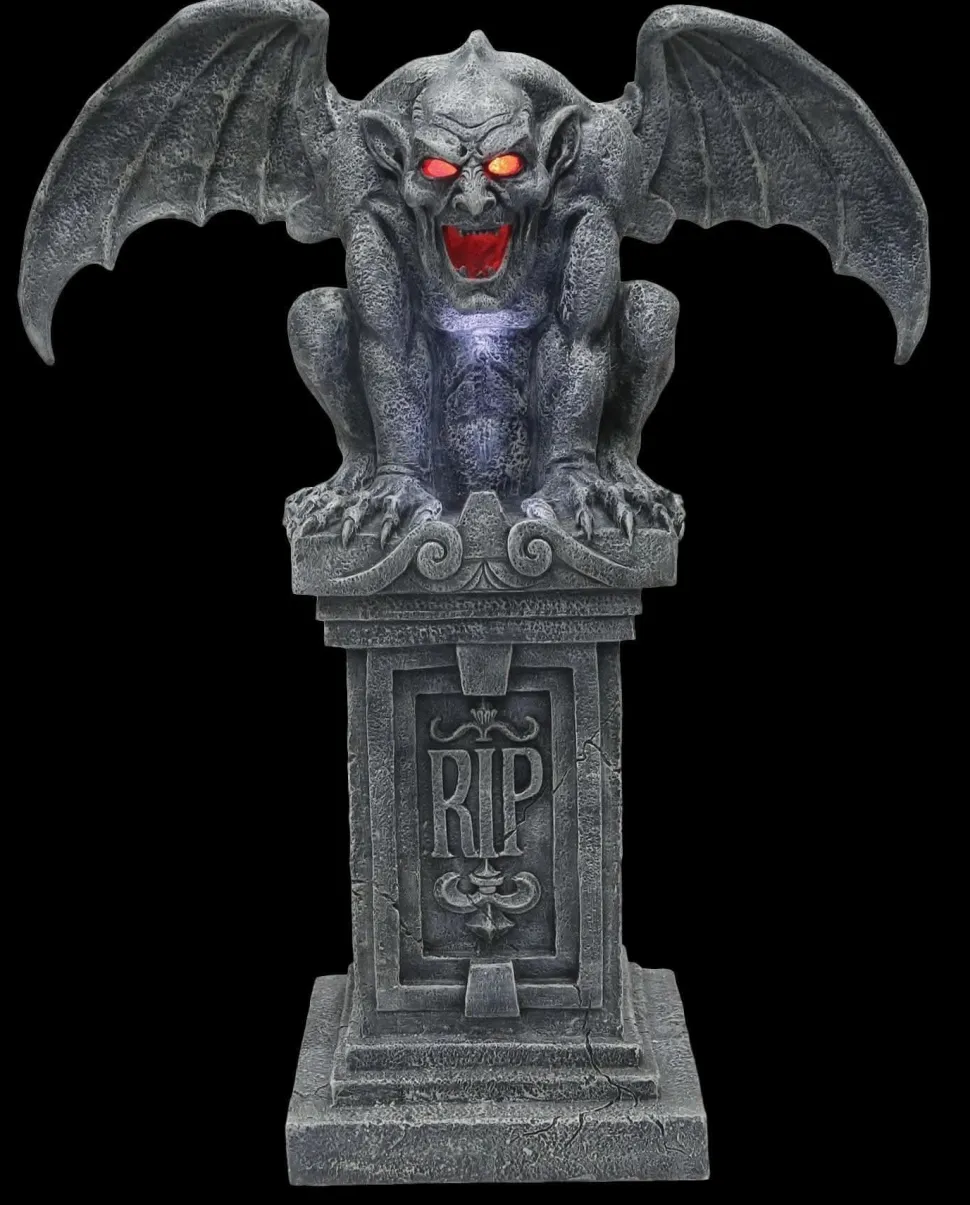 Stone Gargoyle with Sound and Lights Halloween Decoration