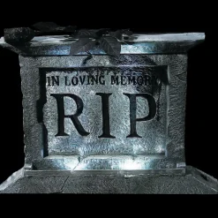 Tombstone Pedestal with Rose Halloween Decoration