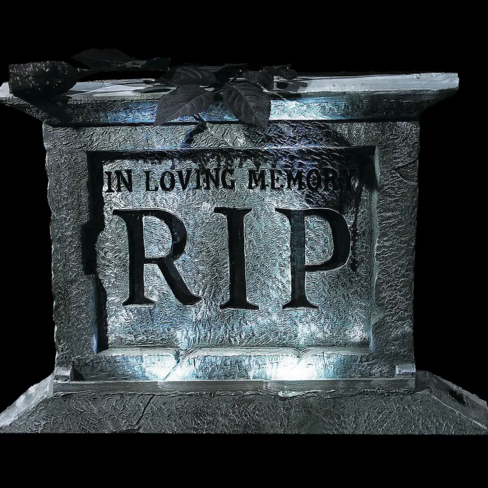 Tombstone Pedestal with Rose Halloween Decoration