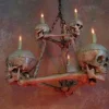 Two-Tiered Skull/Bone Chandelier Haunted House Lighting