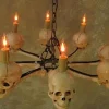 Wagon Wheel Skull Chandelier Haunted House Lighting